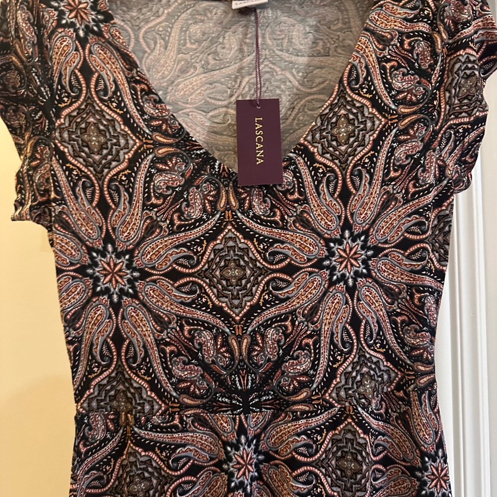 Boho Style V-Neck Women's Dress- Extra Small